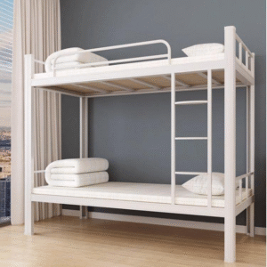 SINGLE BUNK BED - SILVER WHITE - SQUARED METAL
