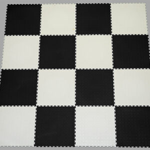 PVC Interlocking Tiles - Black & White Checker - Coin Dot