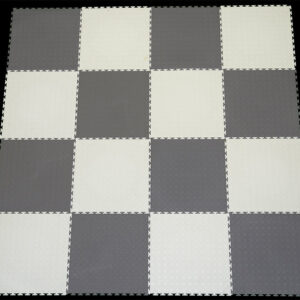 PVC Interlocking Tiles -Grey & White Checker - Coin Dot