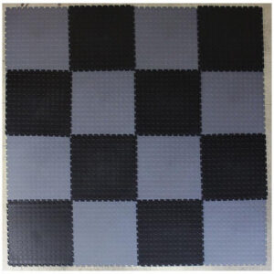 PVC Interlocking Tiles - Black & Grey Checker - Coin Dot