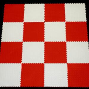 PVC Interlocking Tiles - Red & White Checker - Coin Dot