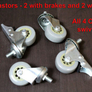 SET OF 4 PU CASTORS 5cm - 2 with FOOT BRAKE